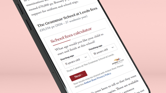 Displaying the Amber River school fees calculator on an iPhone screen