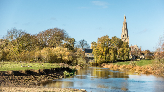 The Great Ouse river in Buckinghamshire town of Olney