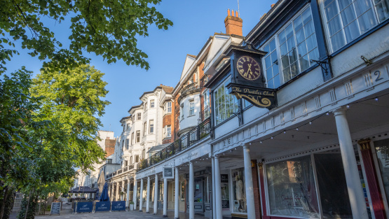 View of the arcade of The Pantiles in Royal Tunbridge Wells