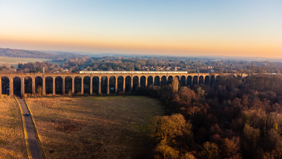 Train crossing the Digswell Viaduct Train Bridge