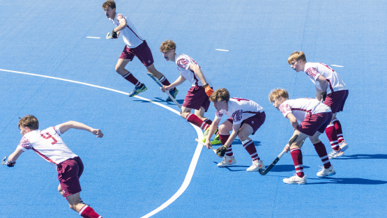 St George&rsquo;s College boys about to receive the ball on the edge of the penalty circle