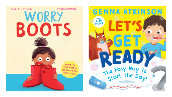 Front covers of Worry Boots and Let's Get Ready books