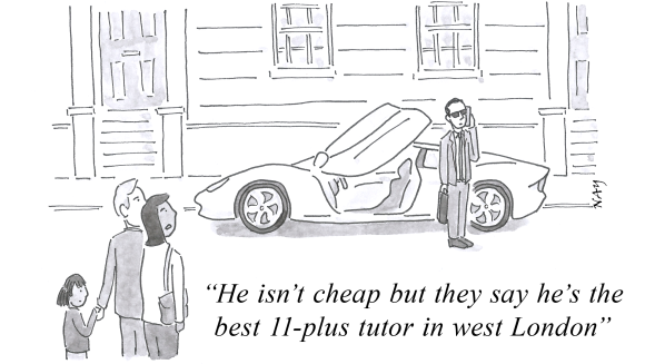 A gag cartoon by NAY showing a tutor in west London
